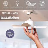 17845 Socket Fan Light Original - Cool Light Led  Ceiling Fans With Lights And Remote Control Replacement For Lightbulb - Bedroom Kitchen Living Room1000 Lumens  5000 Kelvins Cool Leds (Remote Battery Not Included)