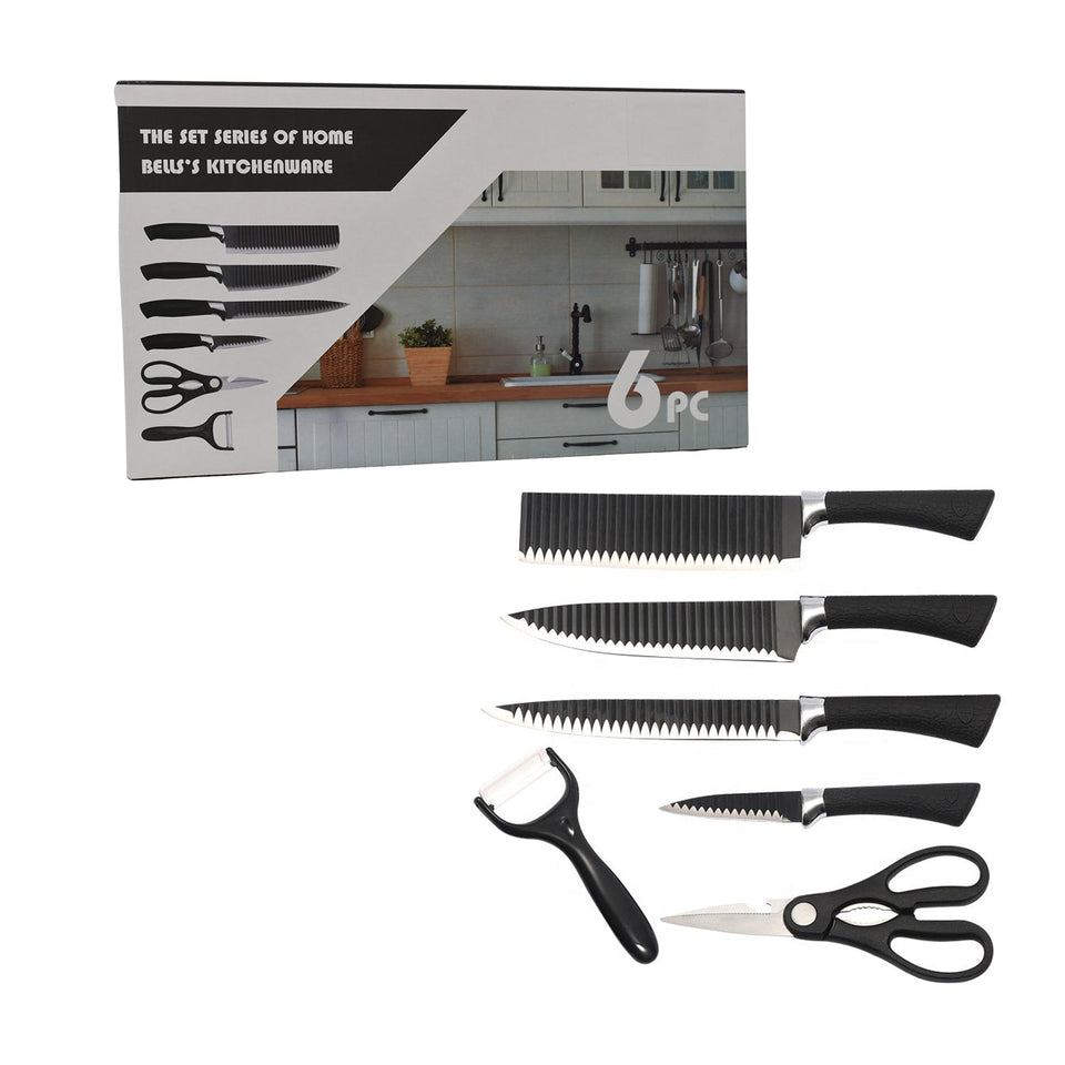 2285 Stainless Steel Knife Set With Chef Peeler And Scissor (6 Pieces) 