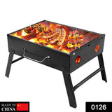 126 Folding Barbeque Charcoal Grill Oven (Black, Carbon Steel) 