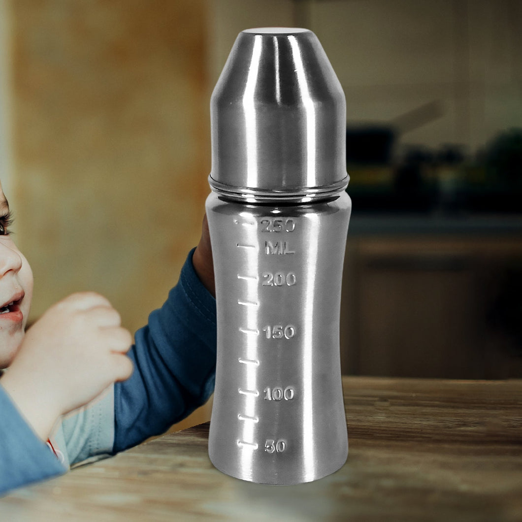 8173 Ganesh Stainless Steel Baby Feeding Bottle, Milk Bottle for New Born / Infants / Toddler Up to 3 Years, BFA Free (250 ML Approx)