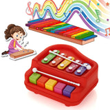 17799 2 in 1 Baby Piano Xylophone Toy for Toddlers, 5 Multicolored Key Keyboard Xylophone Piano, Preschool Educational Musical Learning Instruments Toy for Baby Kids Girls Boys 3+ Years (1 Pc)