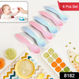 8182 Kids Cute Food Grade Foods Feeding Training Baby Spoon (Set of 6 pcs)