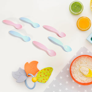 8182 Kids Cute Food Grade Foods Feeding Training Baby Spoon (Set of 6 pcs)