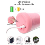 BLENDER PORTABLE JUICER FOR SMOOTHIE , JUICE , VEGETABLE SHAKES WITH 6 BLADES WIRELESS CHARGING MINI PERSONAL SIZE MIXER BOTTLE GRINDER, 420 ML MULTICOLOR