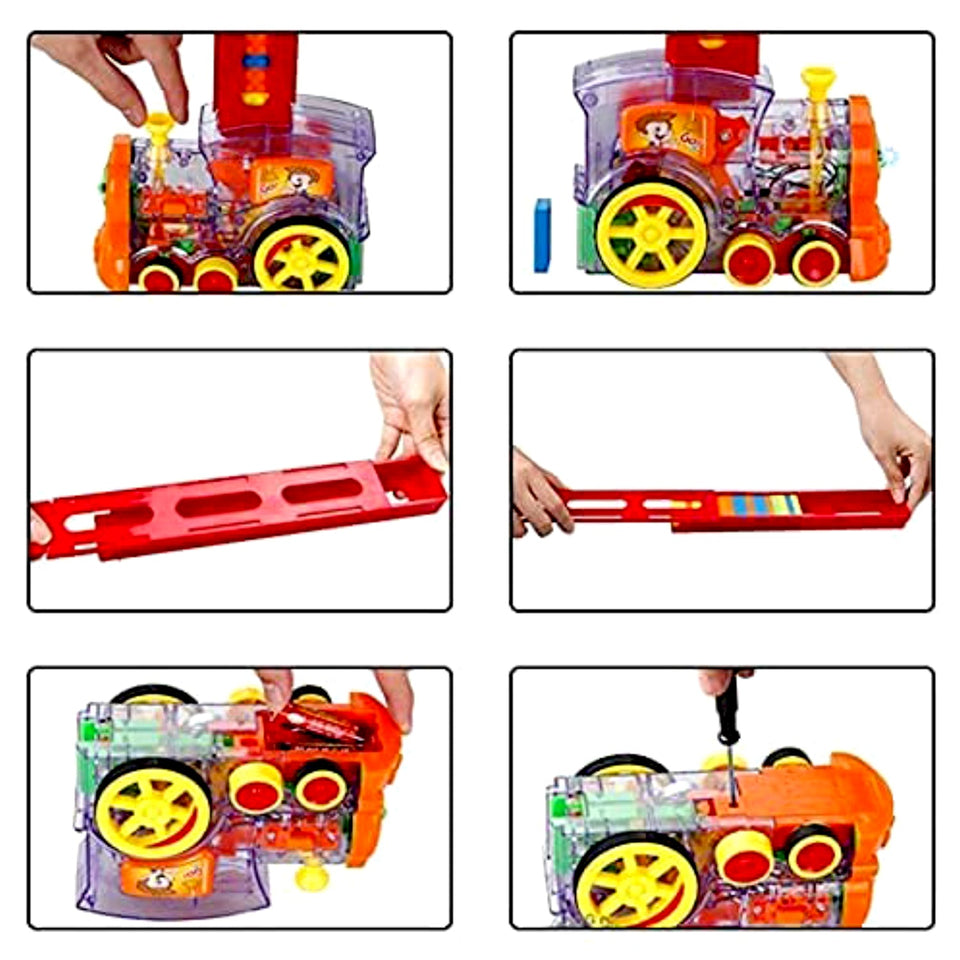 4887 Play Game Transparent Funny Train Engine with Blocks Set 60 Blocks Toy with Music and Lights Automatic Blocks Toy Train Set for Kids ( Batteries not included)