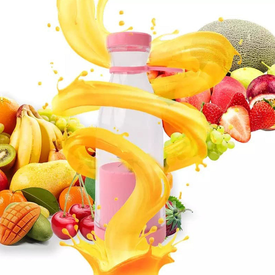BLENDER PORTABLE JUICER FOR SMOOTHIE , JUICE , VEGETABLE SHAKES WITH 6 BLADES WIRELESS CHARGING MINI PERSONAL SIZE MIXER BOTTLE GRINDER, 420 ML MULTICOLOR