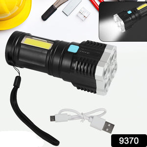 Portable 4 LED torch with strong beam and COB light for camping
