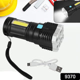 Portable 4 LED torch with strong beam and COB light for camping