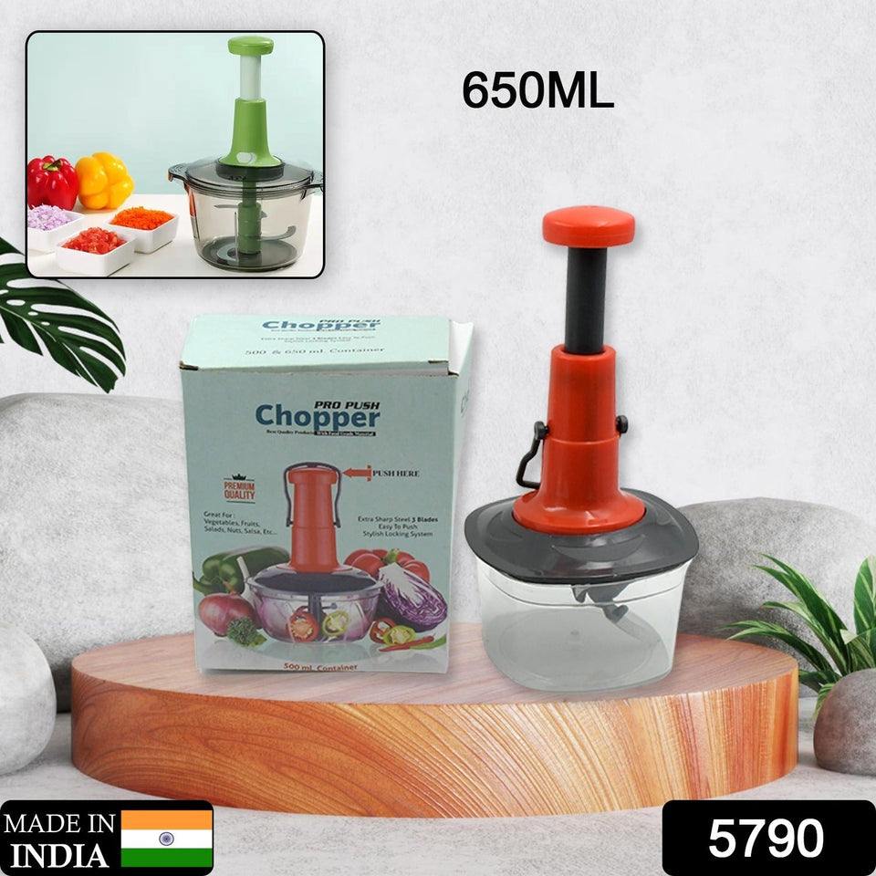 650ml manual food chopper with anti-slip base and 3 blades