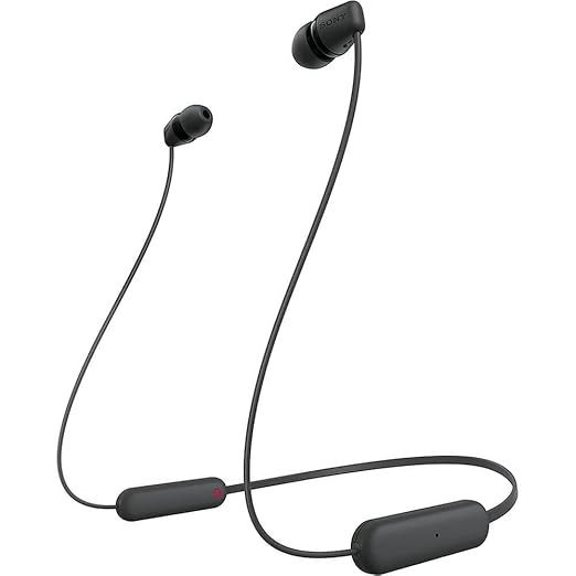 Sony WI-C100 Wireless Headphones with 25 Hrs Battery, Quick Charge, DSEE-Upscale, Splash Proof (IPX4), 360RA, Clear Bass, Fast Pair, in-Ear