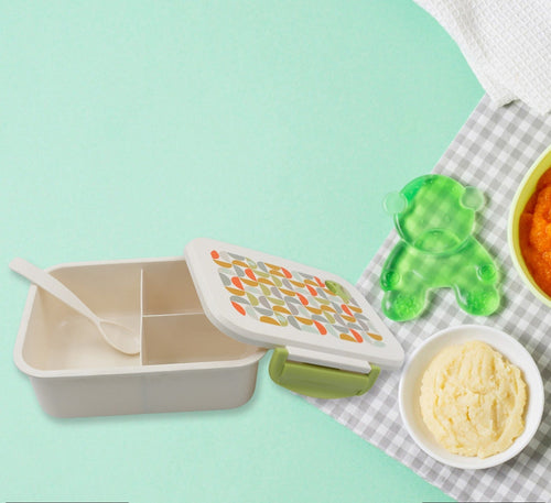 5855 Lunch Box 3 Compartment With Leak Proof Lunch Box  1 Spoon For School  Office Use