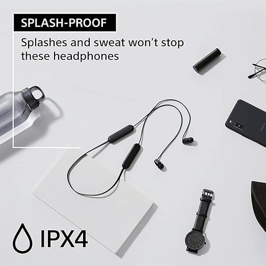 Sony WI-C100 Wireless Headphones with 25 Hrs Battery, Quick Charge, DSEE-Upscale, Splash Proof (IPX4), 360RA, Clear Bass, Fast Pair, in-Ear