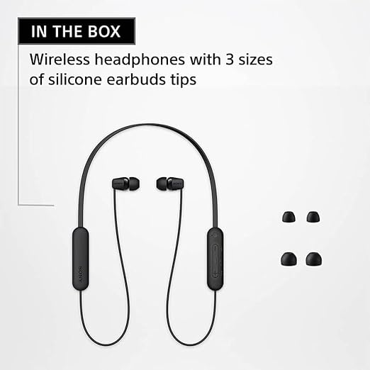 Sony WI-C100 Wireless Headphones with 25 Hrs Battery, Quick Charge, DSEE-Upscale, Splash Proof (IPX4), 360RA, Clear Bass, Fast Pair, in-Ear