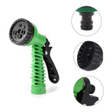 Plastic garden hose nozzle with spray options.