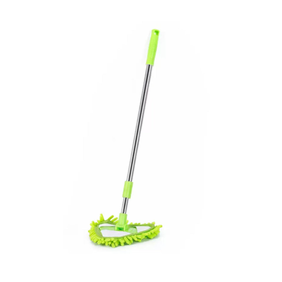 Adjustable stainless steel mop for cleaning dusty and wet floors.