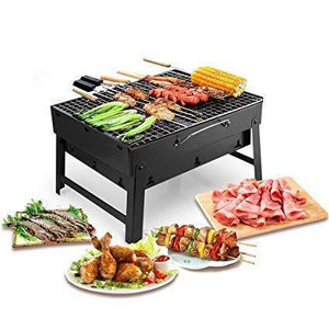 126 Folding Barbeque Charcoal Grill Oven (Black, Carbon Steel) 