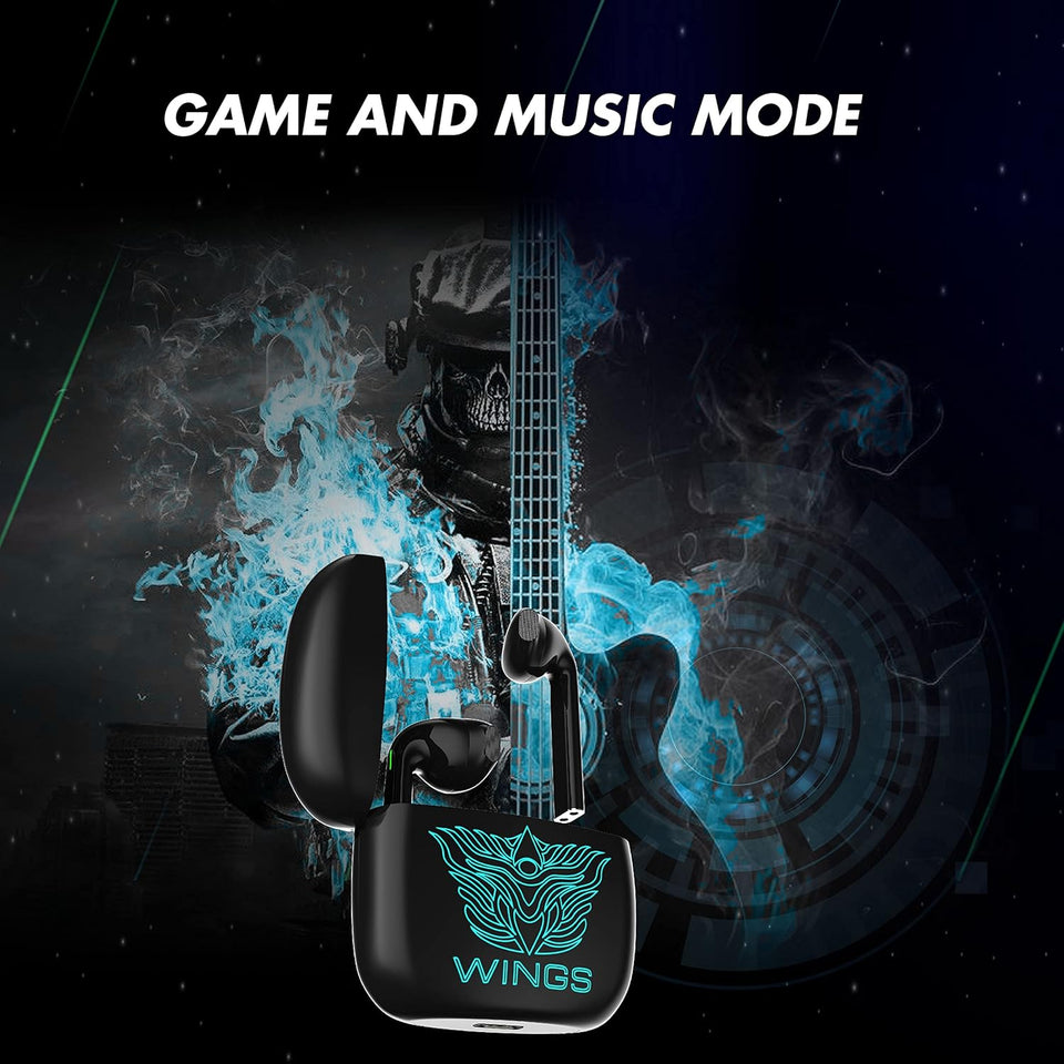Wings Newly Launched Phantom 100 Gaming TWS Earbuds with 13 mm HD BASS Drivers, ENC Clarity, 40 Hours Playtime, 40ms Low Latency, 5.1 Bluetooth, USB T Tota