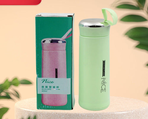6955 Outdoor Sport Water Bottle 400ml Leak Proof Bpa-free For Travel Cold And Hot Water Glass Water Bottle With Daily Water Intake For Gym And Children (Moq -100 Pc)