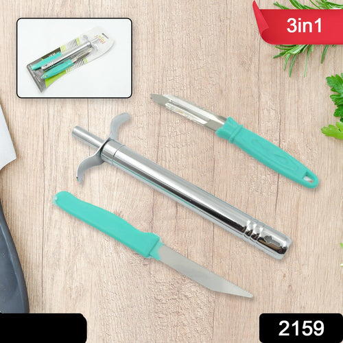 2159 3 In 1 Kitchen Combo - Kitchen Lighter Stainless Steel Knife And Peeler
