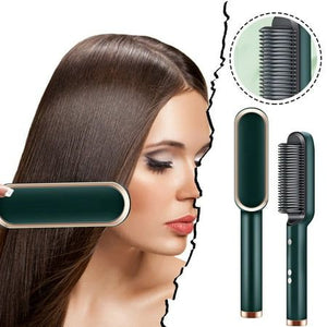 Hqt-909B Hair Straightener Used While Massaging Hair Scalps And Head.