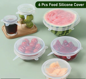 5752 Silicone Stretch Lids Food Cover For Freezer Microwave Oven Dishwasher Safe Fresh-keeping Flexible Covers For Utensils Dishes Plates Jars Cans Mugs Bowl Covers Food Safety Seal Lids (6 Pcs Set 95 Gm )