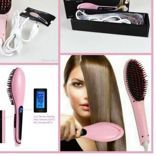 HQT- 906 FAST HAIR STRAIGHTENER  BRUSH WITH TEMPERATURE BRUSH.