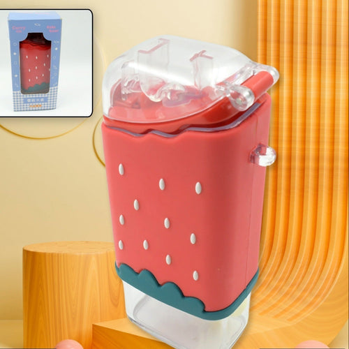 12555 Portable Cute Water Bottle For Kids Unique Ice Cream Shape Water Cup Popsicle Shaped Plastic Kettle With Straw Adjustable Shoulder Strap Bpa Free Leakproof (300 Ml)