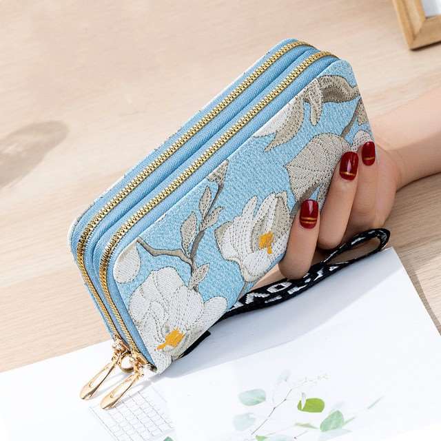 Classic Dual Chain Floral Print Lady Wallet