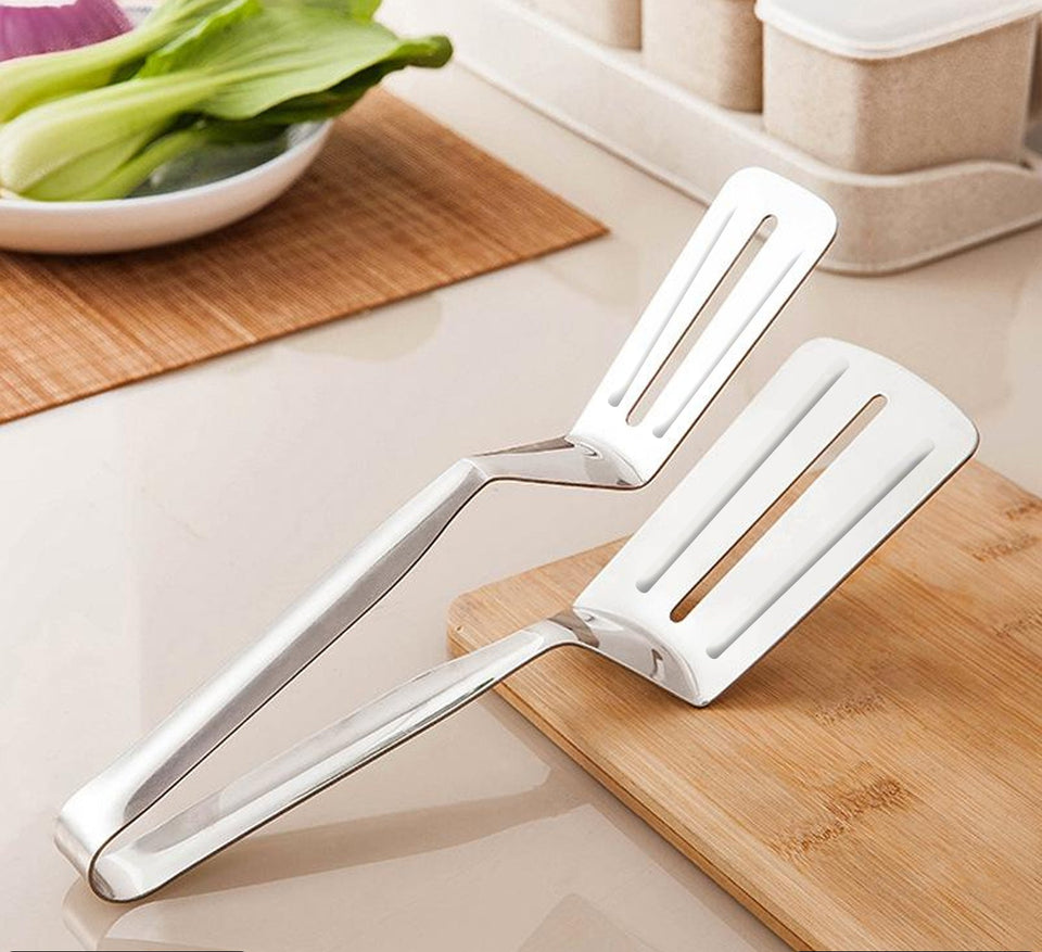 2919 Multifunction Cooking Serving Turner Frying Food Tong. Stainless Steel Steak Clip Clamp Bbq Kitchen Tong.