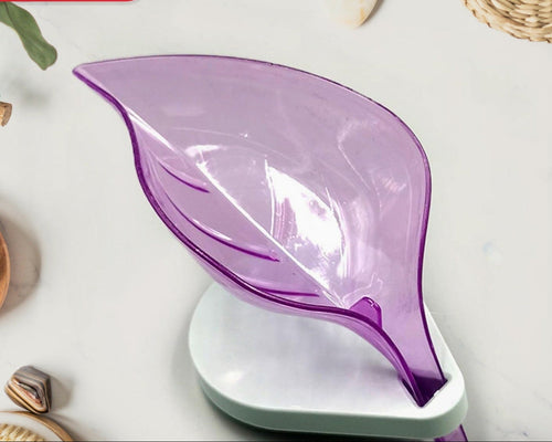 1081 Soap Tray Self Draining Leaf Soap Box Storage Soap Box Rack Leaf Laundry Soap Box With Suction Cup Suitable For Bathroom And Kitchen Plastic Tray Rack (1 Pc)