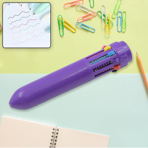 Kids 10-in-1 Color Pens Ballpoint Pen Set for Kids Cartoon Head Writing Pen for School Office Stationary Kit, Teddy Bear (1 Pc)