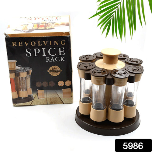5986  360 Revolving Spice Rack For Kitchen And Dining Table 8 Spice Jars With 120 Ml Condiment Set Herb Seasoning Organizer